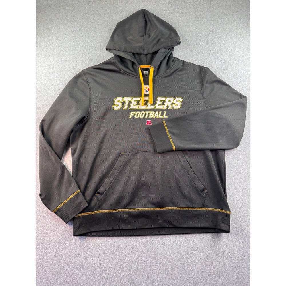 NFL Team Apparel Pittsburgh Steelers Hoodie Mens Large Black TX3 Warm Pullover